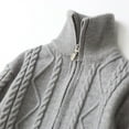 thumbnail image 3 of Odeerbi Kids Boys Girls Full Zip Cardigan Sweater Ribbed Knit Turtleneck Sweater Winter Warm Lamb Down Fabric Sweater Streak Sheep Wool Hooded Zipper Sweater Dark Gray, 3 of 6