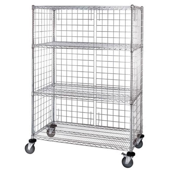 Chrome Wire Shelving Enclosed Linen Cart - 4 in.