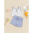 thumbnail image 3 of Nygoyerh Toddler Little Girls Summer 2Pcs Outfits Baby Girl Sleeveless Striped Tank Tops with Elastic Waist Shorts 6M-4T Kids Casual Shorts Sets for Daily Vacation, 3 of 8