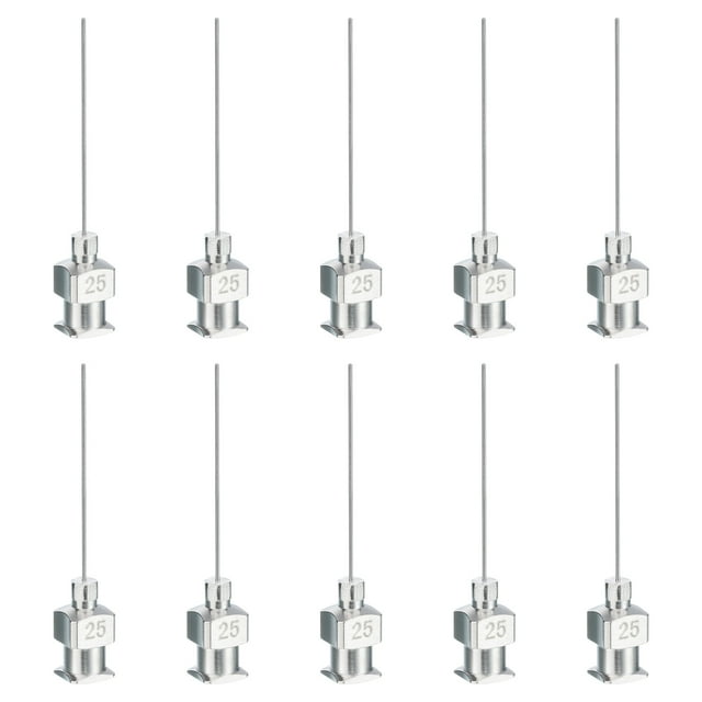 Uxcell 10 Pcs 25G 1 Inch Blunt Tip Dispensing Needle with Lure Lock for Refilling Liquid Inks Adhesives