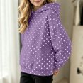 thumbnail image 2 of Girls' Polka‑Dot Print Pullover Hoodie, Long Sleeve Oversized Kids Hooded Sweatshirt, Casual Loose‑Fit for School Wear, Playdates Chilly‑Day Activities Purple 140, 2 of 8