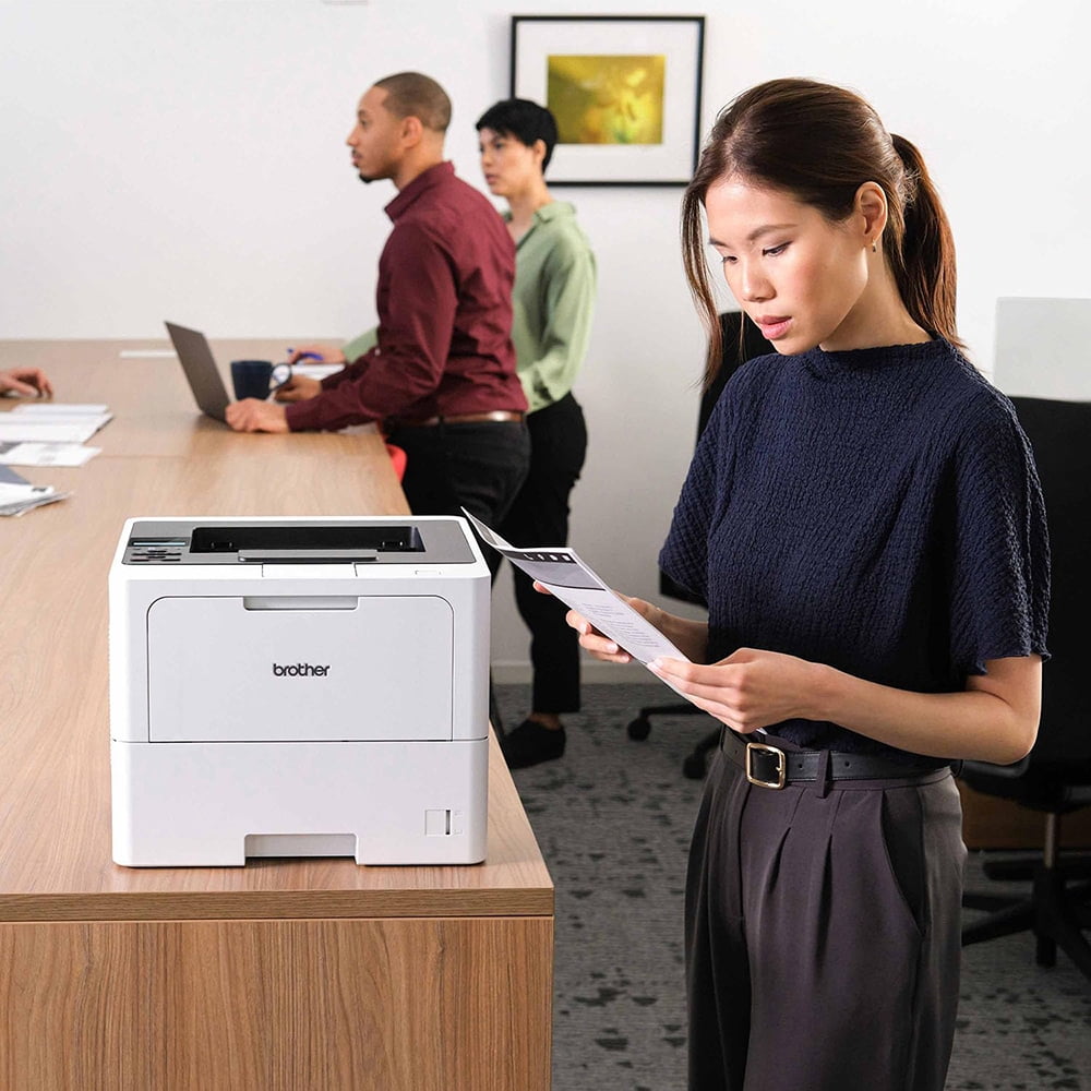 Brother HLL6210DW Monochrome Laser Printer Business with Large Paper Capacity, 50 PPM Duplex Printing, Ethernet and Mobile Printing with 6ft USB Printer Cable and Print Like a Pro Guide Bundle
