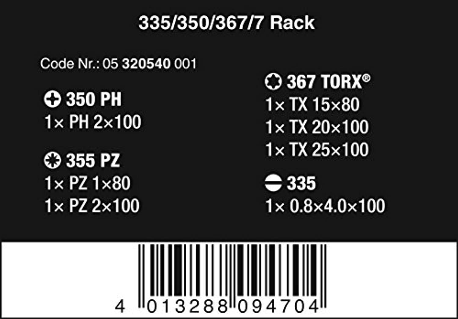 Wera 320540 Kraftform Plus Screwdriver Set with Rack