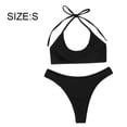 thumbnail image 2 of Trends Women's String Two Piece Halter Top Triangle Bikini Set with Bottom Swimsuit Bathing Suits - s, 2 of 6