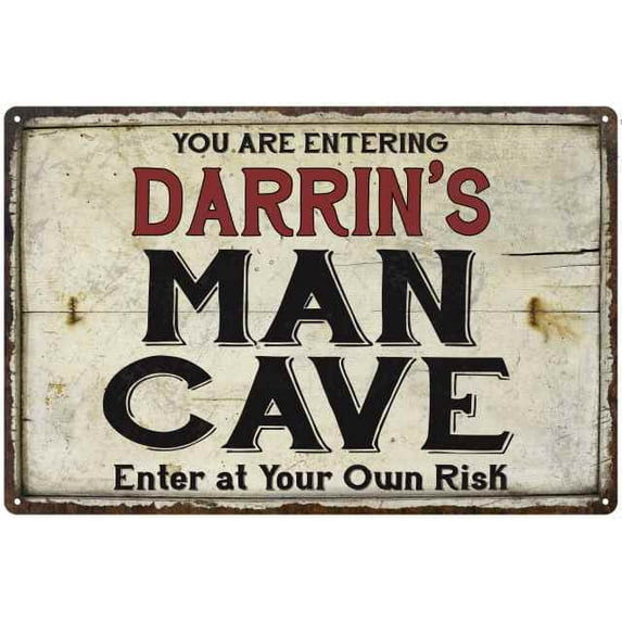 DARRIN'S Man Cave Sign Rustic 16 x 24 Matte Finish Metal 116240035483
