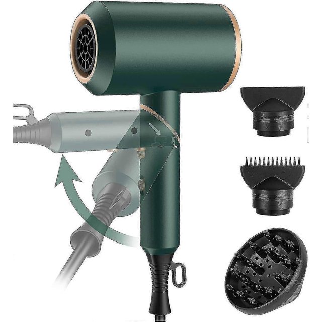 Folding Travel Hairdryer Small 2000 W, Light Hair Dryer Ion With 2 Styling Nozzles And 1 Diffuser Fo