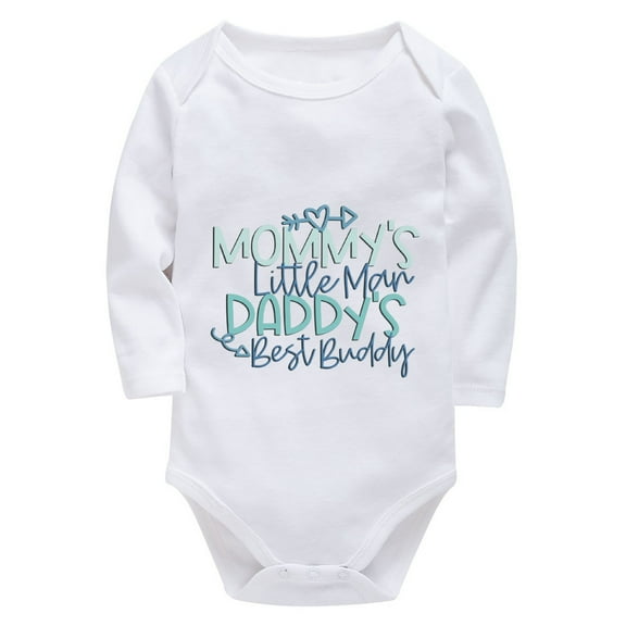Mommy's Little Man Daddy's Best Buddy Unixex Baby Clothing Long Sleeve Baby Boy Coming Home Outfit Boy White 3-6 Month Onsie