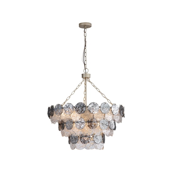 Yep by Golden Lighting Cascada 11-light Pendant in Aegean Silver and Smoke Plated Glass