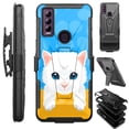 thumbnail image 1 of Compatible with Cricket Ovation 3 | AT&T Motivate Max; Hybrid Luxguard Holster Phone Case Cover (Cute Cat White), 1 of 2