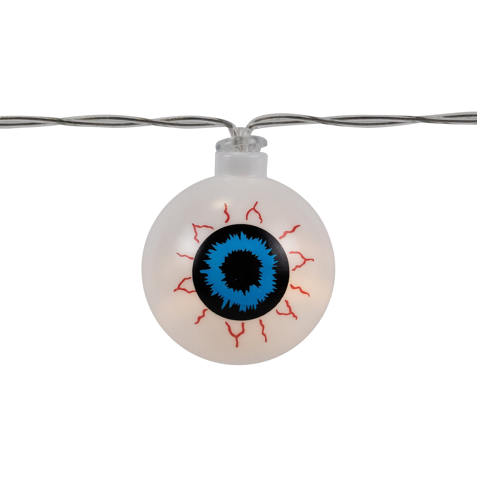 Bloodshot Eyeball Halloween Lights - Warm White LED - 4.5' Clear Wire - 10ct