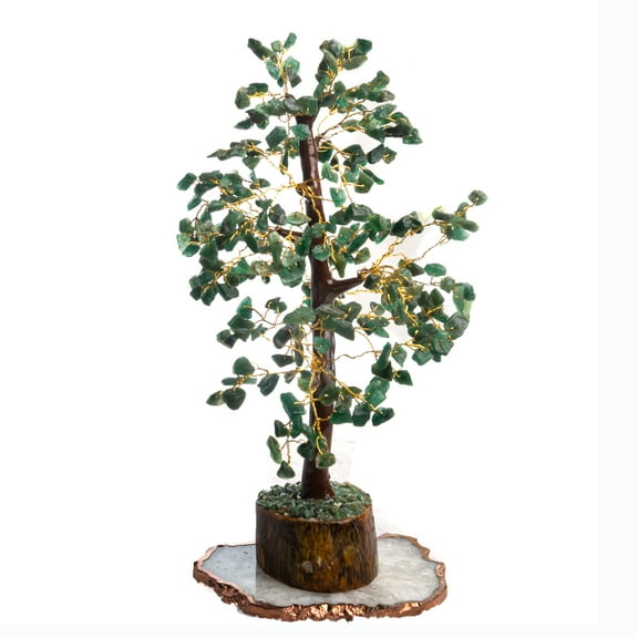 WC_ Green Jade Crystal Tree for Positive Energy Home Decorations and Healing Crystal Tree with M-Seal & Golden Wire Green Decor Fortune Tree Crystal Decor Jade Tree Feng Shui Decor (300 Beads)
