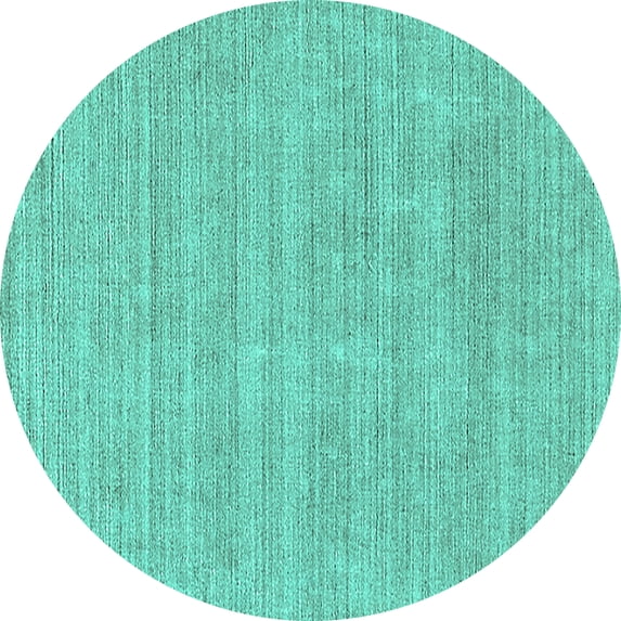 Ahgly Company Indoor Round Solid Turquoise Blue Modern Area Rugs, 8' Round