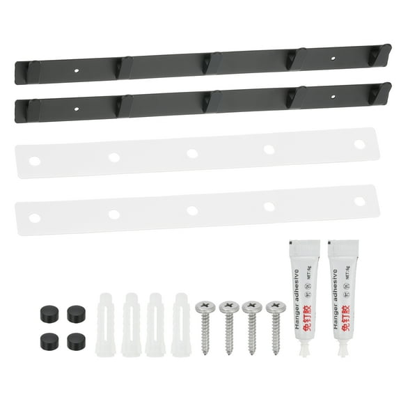 Uxcell Coat Rack Wall Mount, 17" Metal Chamfer Wall Hooks Rail with 5 Hooks, Black