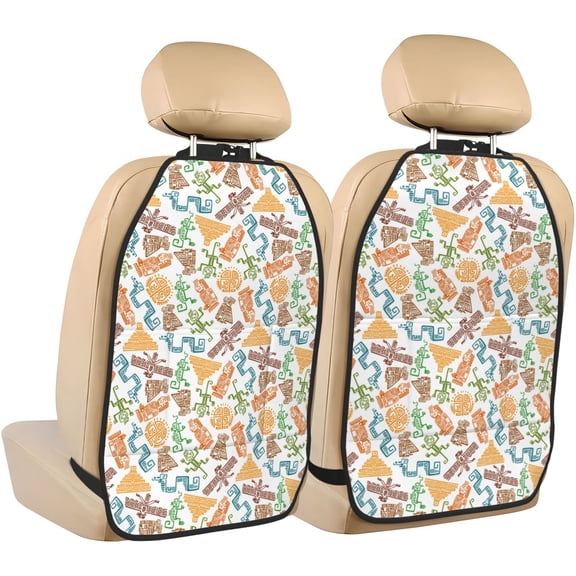 Goofa Simple Drawing Pattern Car Back Seat Protector for Kids (2 Pack) ,Anti-kick Storage Mat for Car Seats,Shields from Footprints