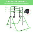 thumbnail image 3 of Adjustable Height Gymnastic Bar for Kids, Multi-Functional Foldable Steel Horizontal Training Bar with Rings, Green, Space Saving Indoor Home Gym Equipment for Children, 3 of 9