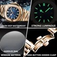 thumbnail image 6 of Poedagar Men's Business Luxury Square Classic Stainless Steel Luminous Hands Waterproof Calendar Display Quartz Watch, 6 of 13