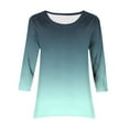 thumbnail image 6 of ABATAB Womens Tops Comfortable Round Neck T Shirts 3/4 Length Sleeve Trendy Printed Dressy Tees Soft Tunic Blouses for Leggings(Small,Green 6), 6 of 6