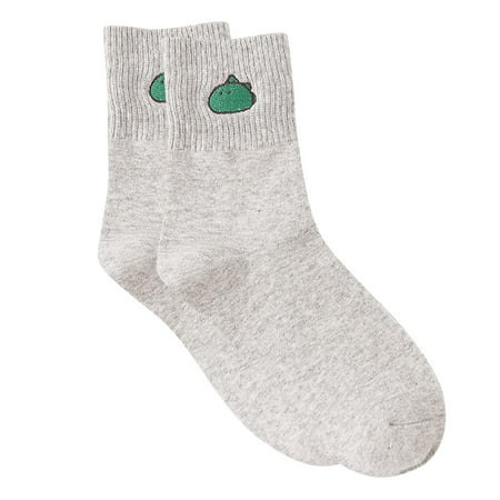 

MRULIC socks for women Little Dinosaur Cute Fun Casual Mid-length Tube Socks Ladies Socks Grey + M
