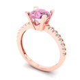 thumbnail image 2 of 1.71 ct Round Cut Simulated Pink Diamond Solitaire with Simulated Diamond Accents 14K Rose Gold Womens Engagement Ring, 2 of 5