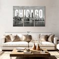 thumbnail image 2 of Elephant Stock Monochromatic Chicago Wall Art - Horizontal Multi Panel Canvas - Living Room Wall Decor - City Multi Panel - Gray And White Decor - 74" x 48", 2 of 4