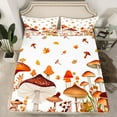 thumbnail image 2 of jejeloiu Brown Mushroom Queen Sheet Sets,Natural Plant Flat Sheet,Rustic Flower Floral Queen Fitted Sheet For Child,Super Cozy Room Decor,4-Piece, 2 of 7