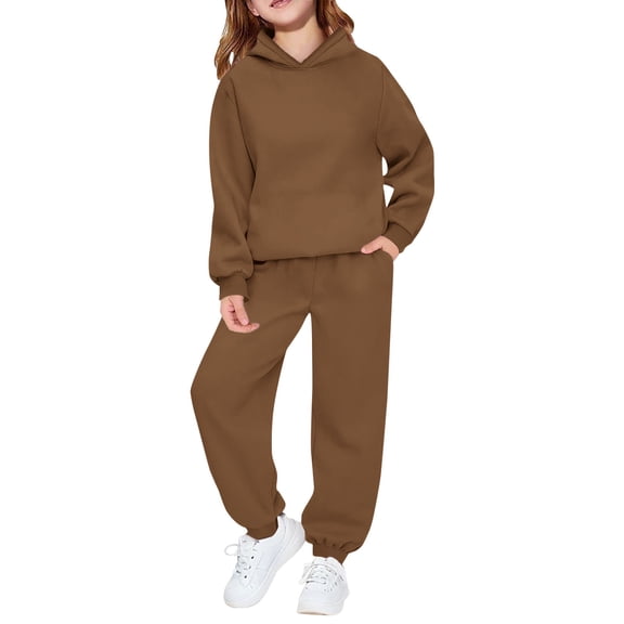 YunPes Teen Girls Boys 2 Piece Tracksuit Athletic Sweatsuits Fleece Hoodies Pullover and Jogger Sweatpants Clothing Sets for Kids