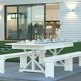thumbnail image 3 of Emma + Oliver 8' x 40" Rectangular Antique Rustic White Solid Pine Folding Farm Table with Crisscross Legs, 3 of 14