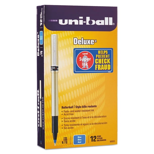 Uni-Ball 60053 Bolígrafo Roller Deluxe 0.7 mm Tinta Azul Paquete de 12