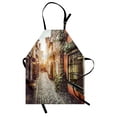 thumbnail image 1 of City Apron Old Town Photography Europe Scenes Vintage Buildings Cafes Cool Architecture, Unisex Kitchen Bib Apron with Adjustable Neck for Cooking Baking Gardening, Brown Pale Orange, by Ambesonne, 1 of 3