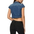 Allegra K Women's Summer Denim Jackets Button Down Short Sleeve Cropped Jean Jacket