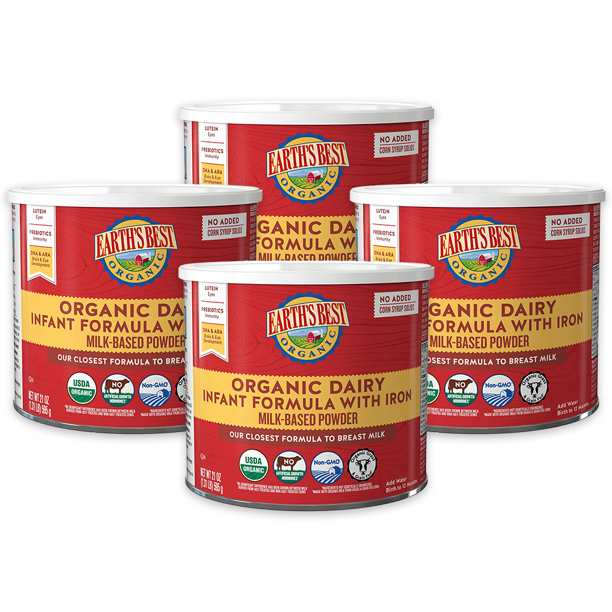 (4 Pack) Earth's Best Organic Dairy Infant Powder Formula with Iron