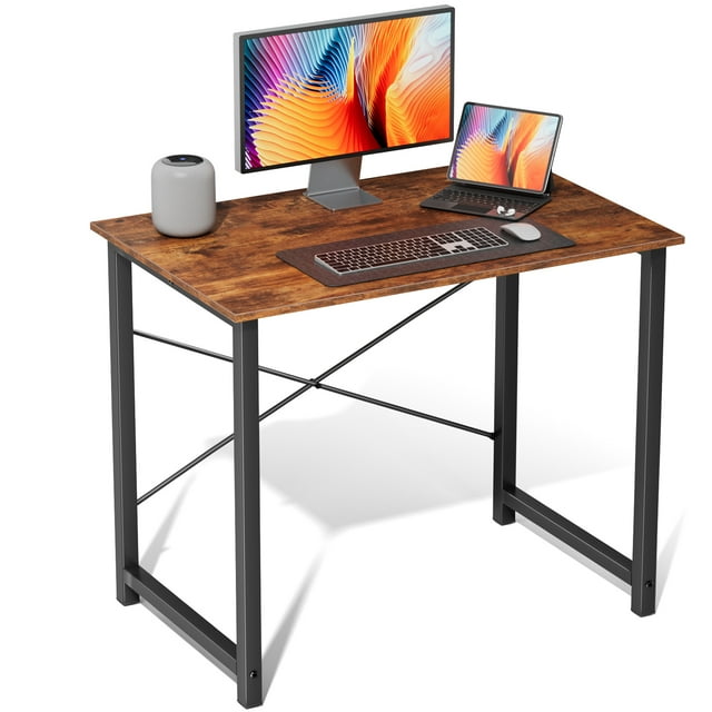 edx Bureau d'Ordinateur et d'Écriture de 31 Pouces, Petite Table de Travail Robuste pour Adulte, Brun Rustique