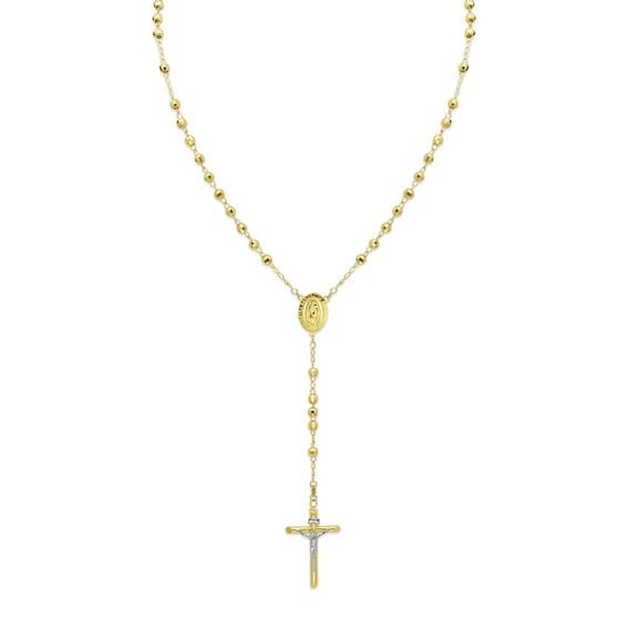 Wellingsale 14k Yellow Gold Polished 4mm Rosary Necklace - 20"