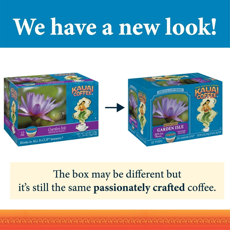 Kauai Coffee Garden Isle KCup Coffee Pods, Medium Roast,, 48 OFF