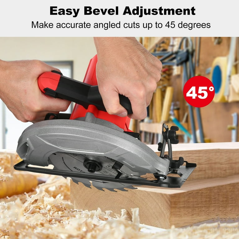 Docooler 1200W Corded Without 5400RPM Circular Saw Kit Handheld Metal and Wood Cutting Circular Saw Includes Guide Ruler 20T 40T Carbide Tipped