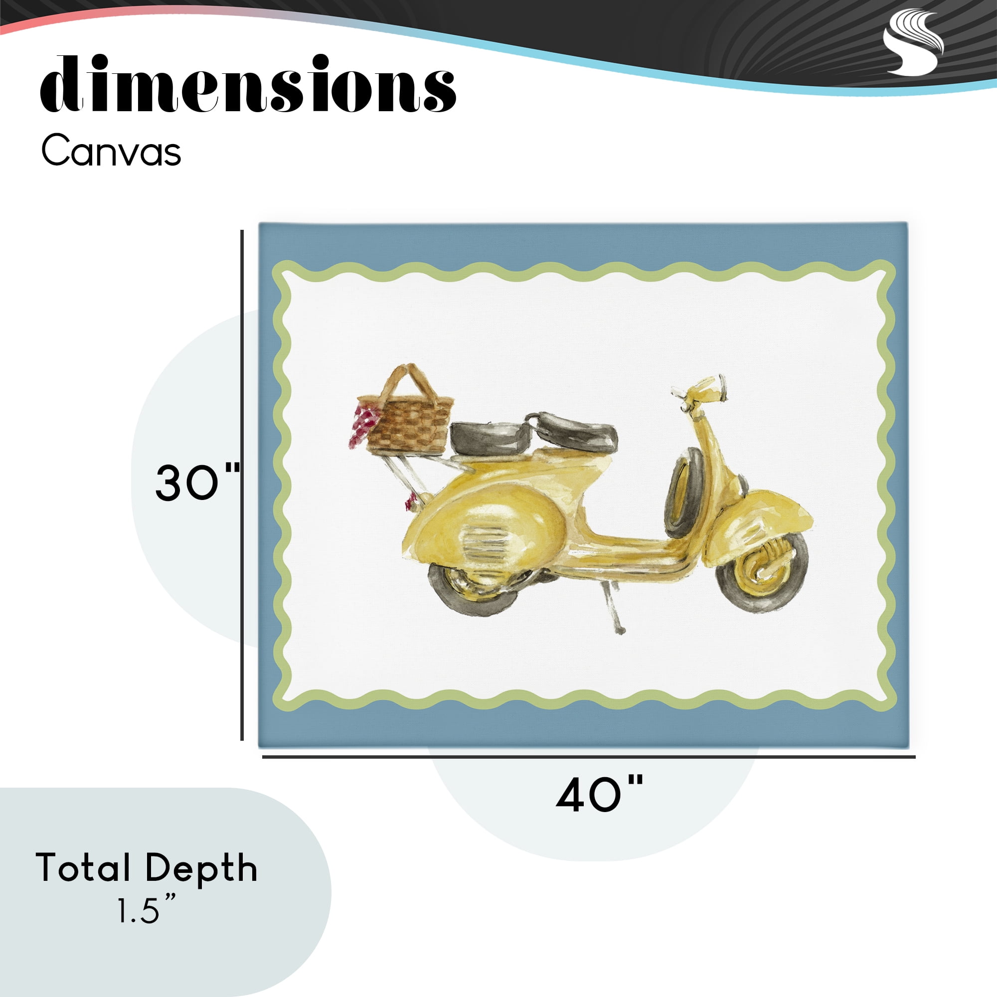 Stupell Industries Yellow Vespa with Wavy Border Canvas Wall Art, design by Lanie Loreth