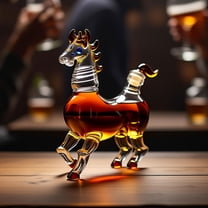 Creative Zodiac Horse Glass Whiskey Bottle - 2026 Gatherings Portable High Borosilicate Glass Liquor Bottle, for Easter Home Bar Decor, Decorative Animal-Themed Bottle, 5.51*5.51in