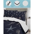 thumbnail image 4 of Navy Blue Coastal Twin Size Down Alternative Comforter,Lightweight Comforter Quilt Bedding Set with Pillow Shams Nautical Summer Beach Sea Turtle Starfish Bed Comforter Duvet Insert 68"x86", 4 of 7