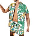 thumbnail image 1 of Conjunto casual de blusa y pantalones de playa de manga corta con estampado de botones para hombre Pompotops  oipoqjl36009, 1 of 5