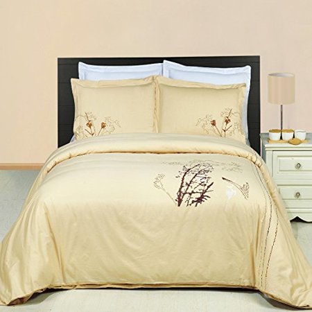 Katella Duvet Cover Set with Pillow Shams â Embroidery Pattern, 100% Combed Cotton â Durable Comforter Cover - 3 Piece, Full Queen