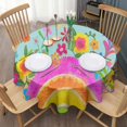 thumbnail image 3 of Round Waterproof Tablecloth 60×60 Inch, Boho Style Reusable Indoor/Outdoor Durable Table Cover for Party Kitchen Dinner Room Decor, 3 of 6