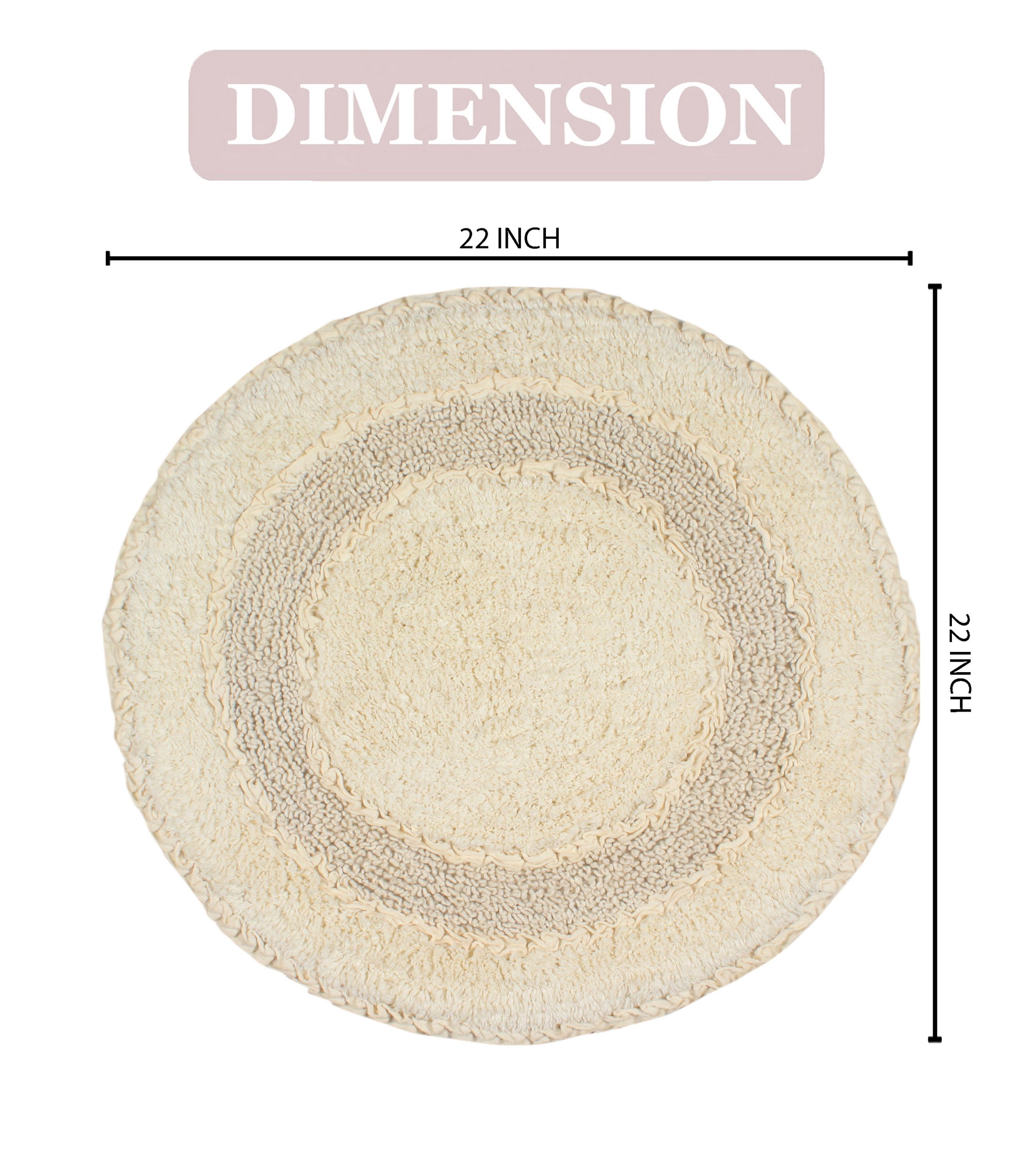 Home Weavers Radiant Collection Bathroom Rug 100% Cotton Tufted Round Shape Bathroom Rug, Soft & Absorbent Bath Rugs, Non-Slip Bath Rug, Machine Wash Dry Bath Mats - 22" Round, Ivory
