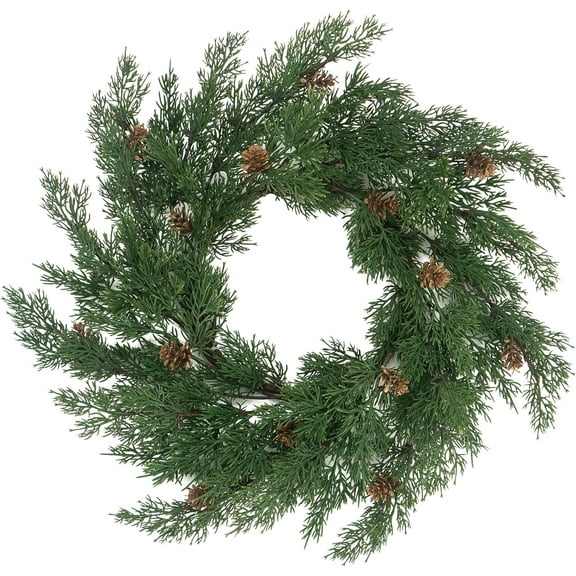 2pcs 20inch Pine Wreath, Norfolk Pine Wreaths - Christmas Wreath,Winter Wreaths, Cedar Wreath, Front Door Decor, Weatherproof, Indoor/Outdoor, Real Touch, Xmas Decor