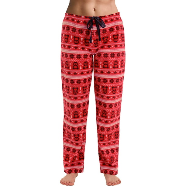 Int Intimate Womens Red Pajama Pants Lounge Microfleece Holiday