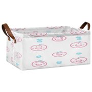 Cheerful Fruits Shelf Baskets Set of 2 Foldable Metal Frame Open Storage Bins 16.9x11.4x7.7in Large Capacity