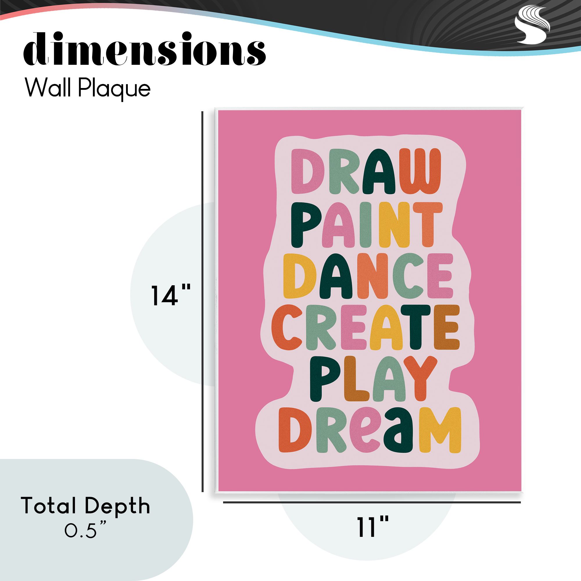 Draw Paint Dance Create Wall Plaque Art, design by Julia Frost
