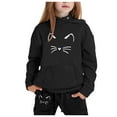 thumbnail image 2 of WhouRiu Toddler Girl Outfit Sets Cat Print Long Sleeve Hoodie Pullover Top Pants Child Casual Sports Outfits Black,Sizes 2-3, 2 of 5