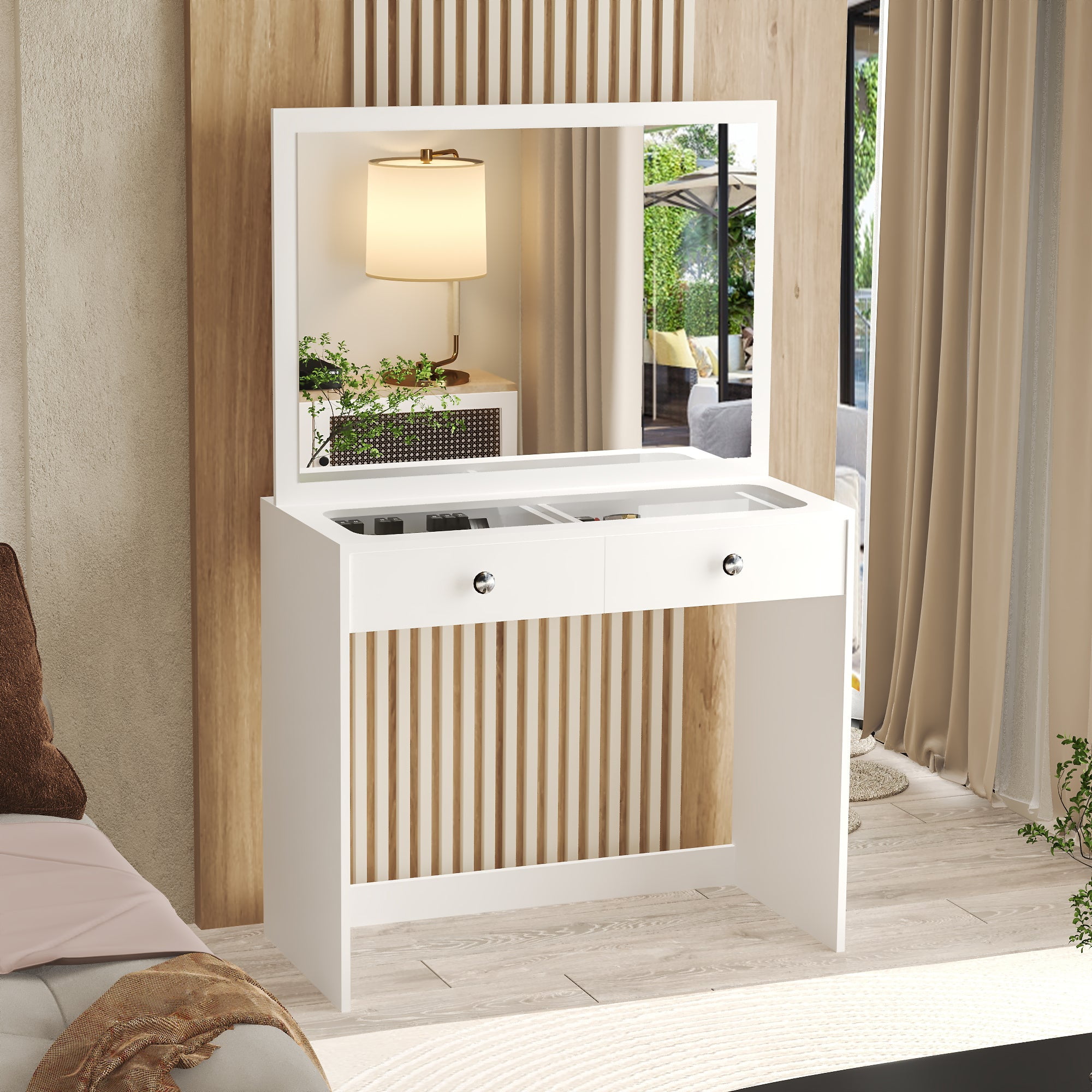Ember Interiors Carly Modern White Painted Vanity Table Desk, for Bedroom - Walmart.com