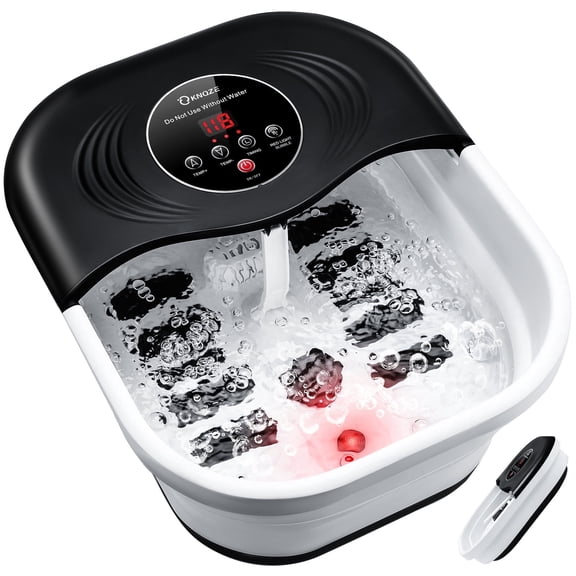 Collapsible Foot Spa with Heat and Massage Rollers, Bubble, Red Light & Temp Control, Foot Care Soaker Tub for Home Use