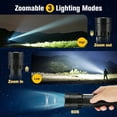 thumbnail image 3 of YTAKY Powerful Flashlight 200000 Lumens, XHP90 LED, Rechargeable Waterproof Flashlight, Super Bright Handheld, Zoomable Torch for Hiking Camping, 3 of 6